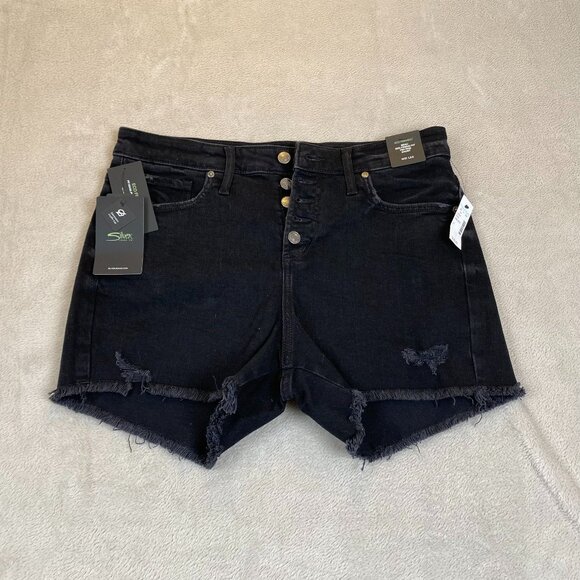 NWT Silver Jeans Co Shorts W31 Beau Girlfriend Fit Mid Rise Denim Black Casual - Picture 4 of 5